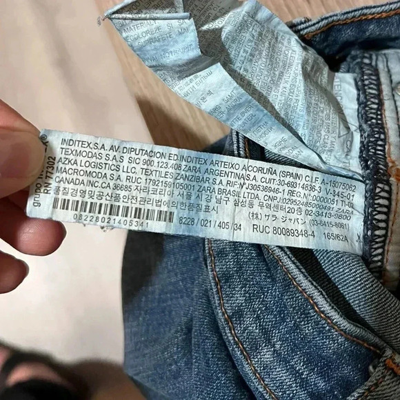 ZARA Skinny Jeans Blue Distressed Hi-Rise Size 2 - Picture 8 of 9